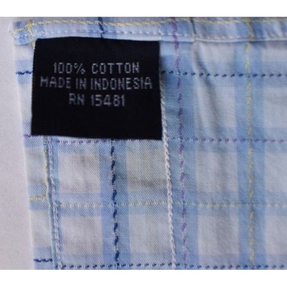 Tommy Hilfiger Men's Blue Plaids & Checks L/S Button Up Cotton Medium Shirt - Picture 6 of 12